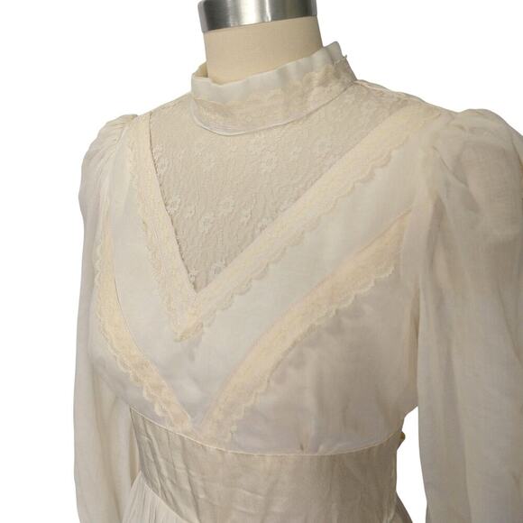 Gunne Sax Ivory Victorian Style Prairie Dress Size 11 M Vintage 70s Wedding - Picture 6 of 9